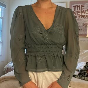 ASTR the label green eyelet blouse